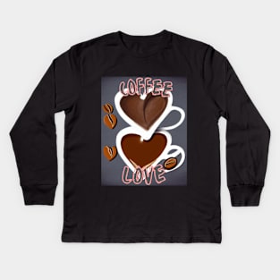 Coffee Love Pink Kids Long Sleeve T-Shirt